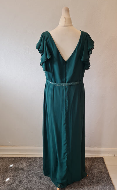 Vivian Diamond Dessy Green cross over Evening Dress 14/16
