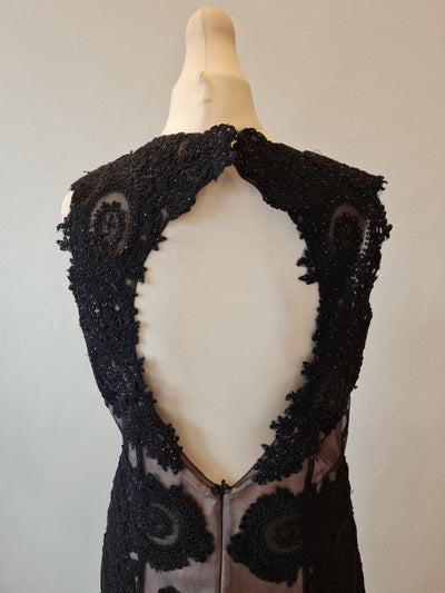 Masacara Pour Lafemme Black/nude beaded evening dress Size 16