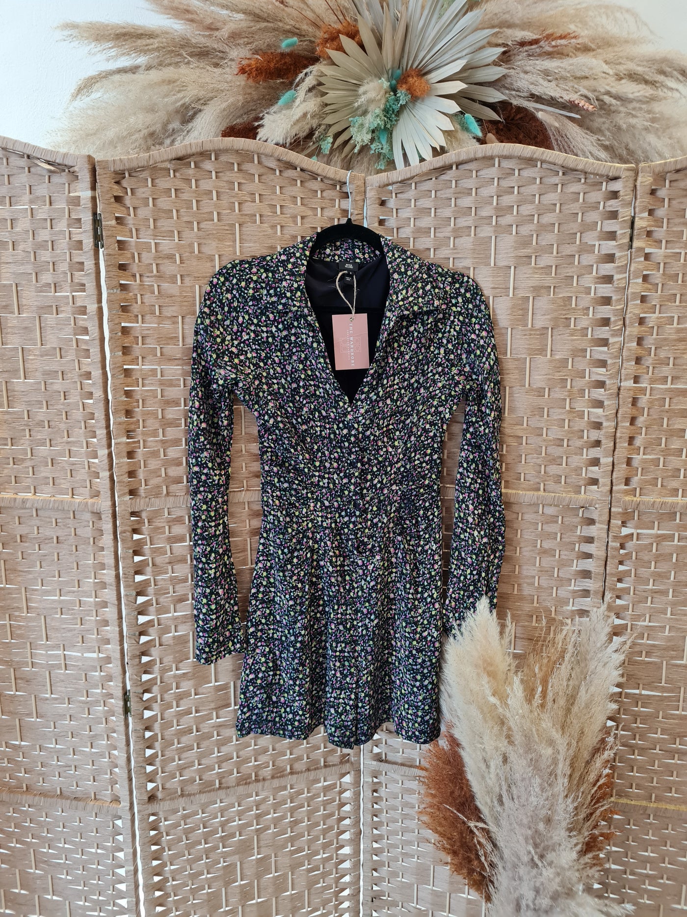 River Island Black Ditsy floral playsuit Size 8