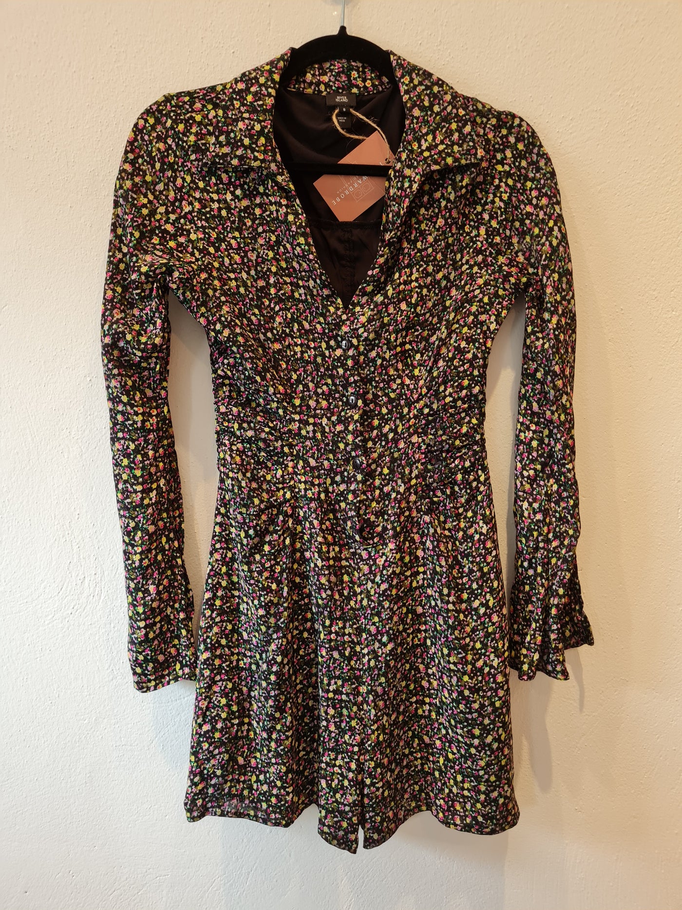 River Island Black Ditsy floral playsuit Size 8