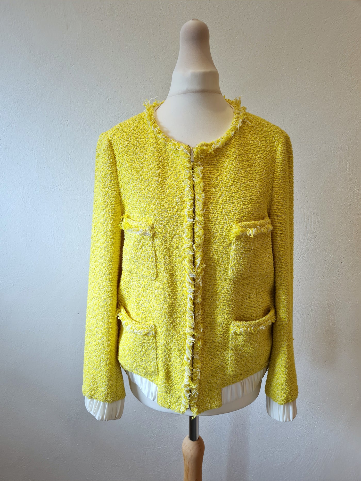 Zara yellow tweed bomber  M