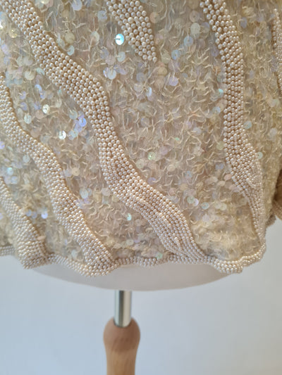 Tricoville cream sequin/pearl top L