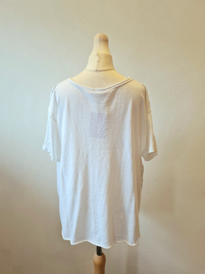 Made In Italy white/leopard print top L