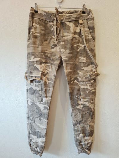 Sarah Tempest khaki embellished cargo trousers M