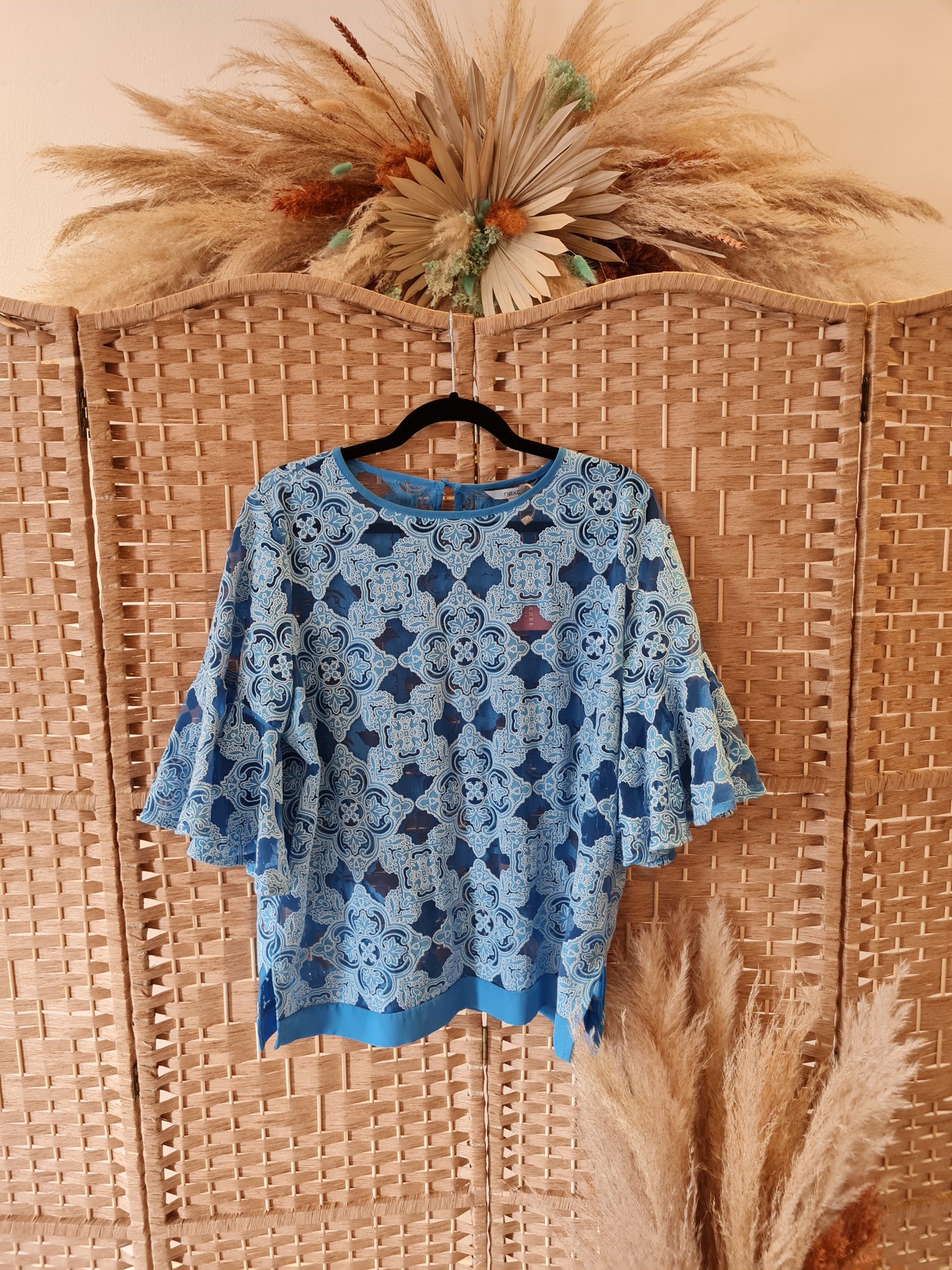 Next Blue ruffle sleeve top 16