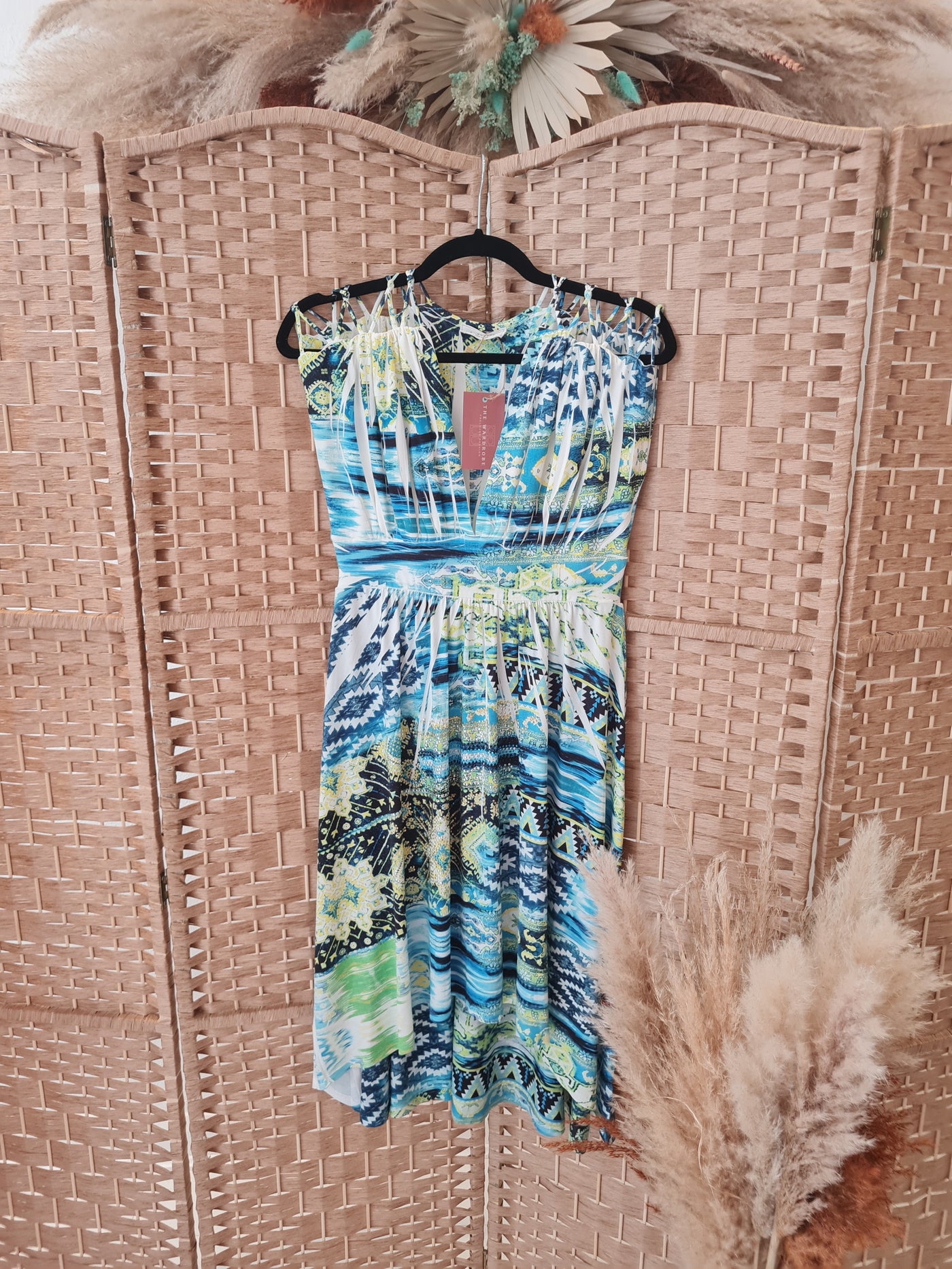 S Twelve Blue & Lime Dress M