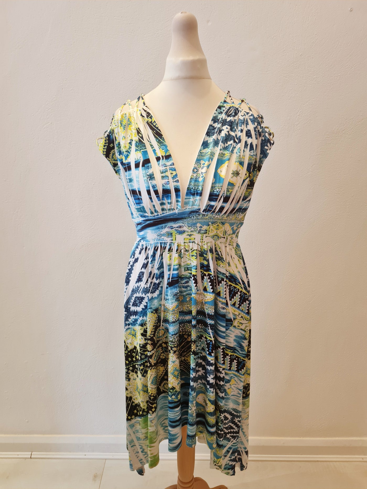 S Twelve Blue & Lime Dress M