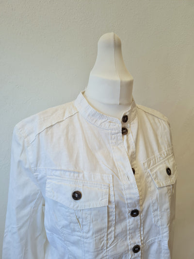 Marc Cain white linen shirt jacket 14/16