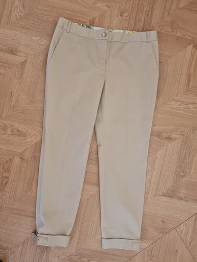 Ted Baker Beige buckle bottom trousers size 12/14 New