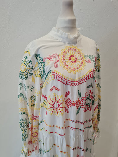 Zara White Multi Embroidery Maxi Size XS New (RRP £79.99)