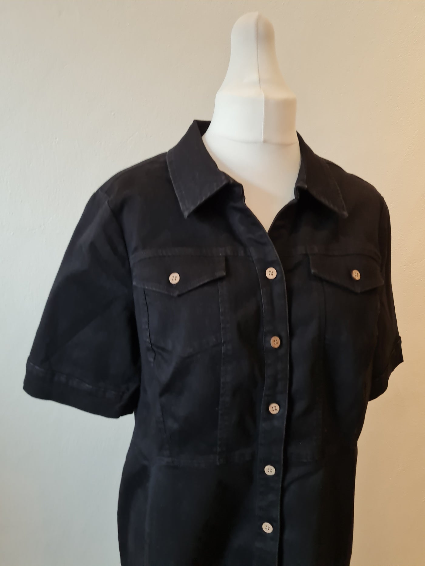 Nina Leonard Black Denim Shirt Dress Size 2XL