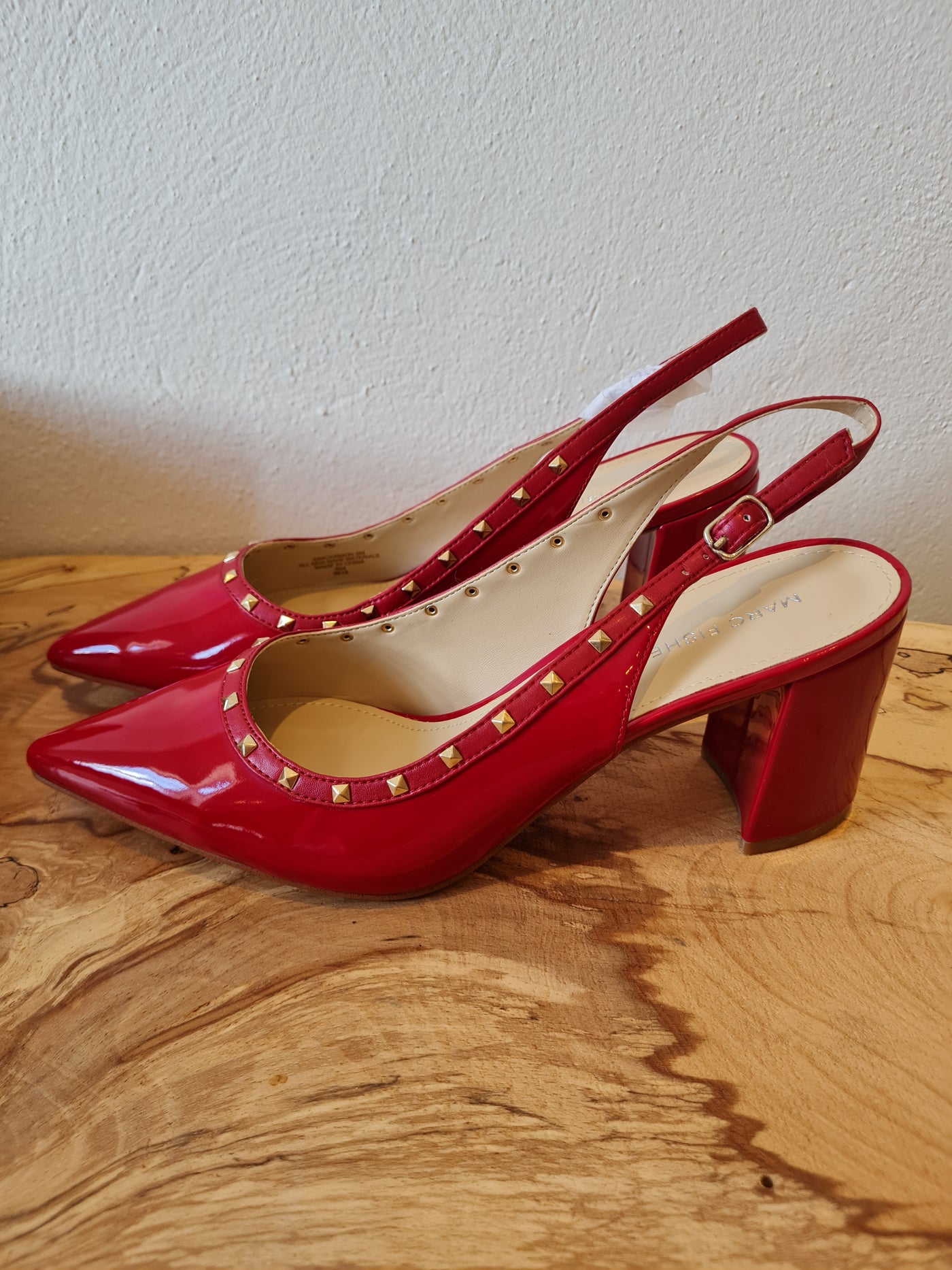 Marc Fisher Red Studded Slingbacks Size 7 (new)