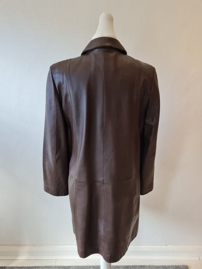 M&S Brown Leather Coat 16