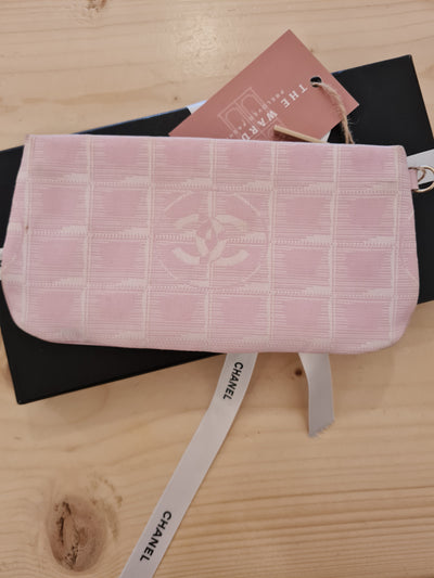 Chanel Travel line Pink Canvas Pouch