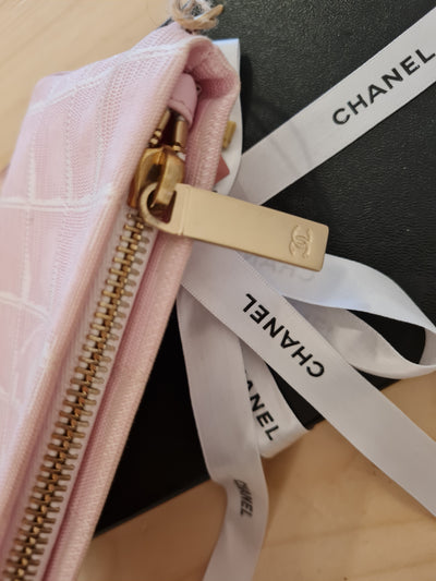 Chanel Travel line Pink Canvas Pouch