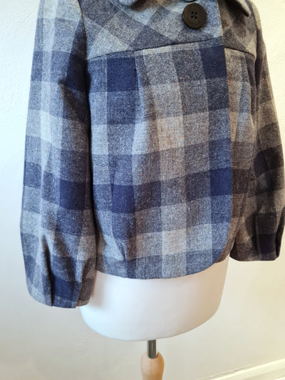 Tommy Hilfiger Blue Check Crop Jacket Size 8