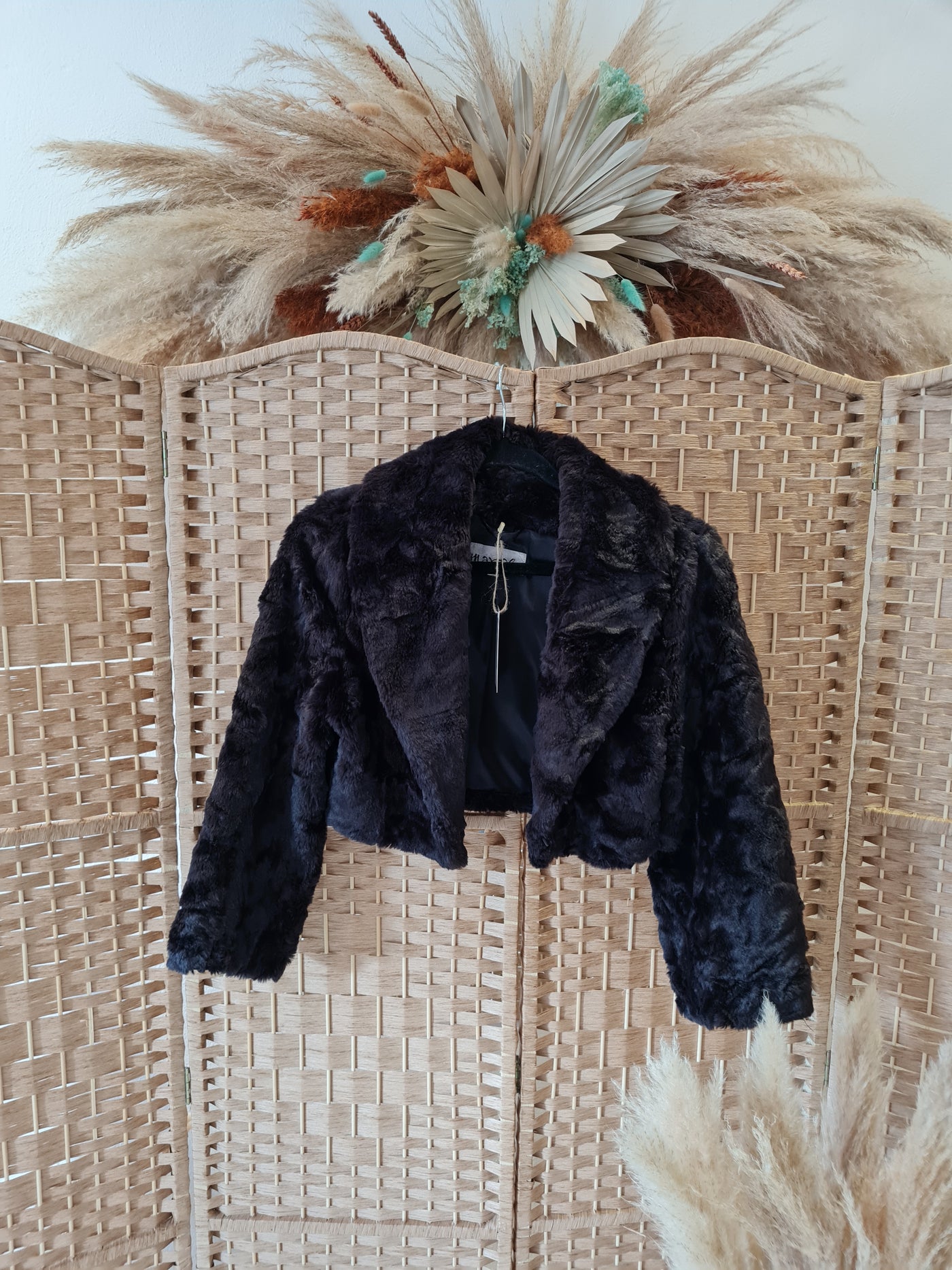 Marble Black Fur Bolero Size 10/12