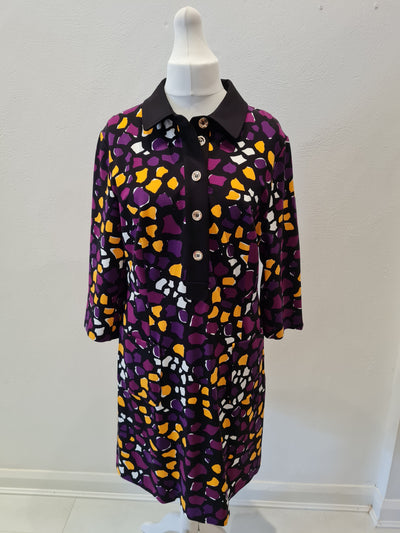 Damsel In A Dress Purple/Mustard Print Dress Size L