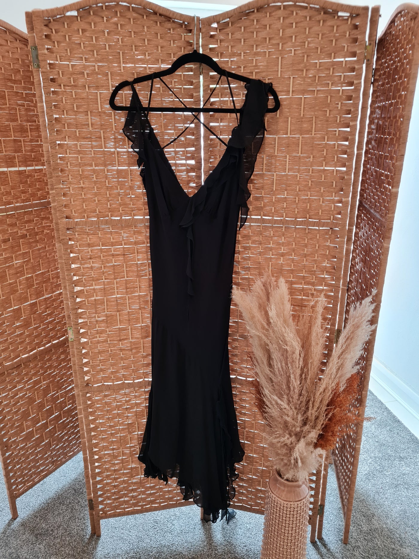 Karen Millen black frill dress 12