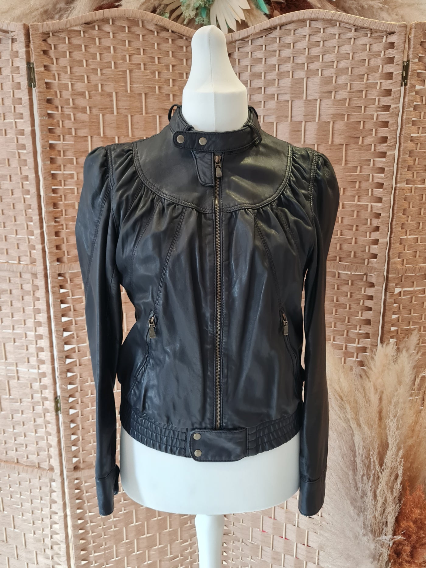 Ted Baker black leather bomber jacket 12/14