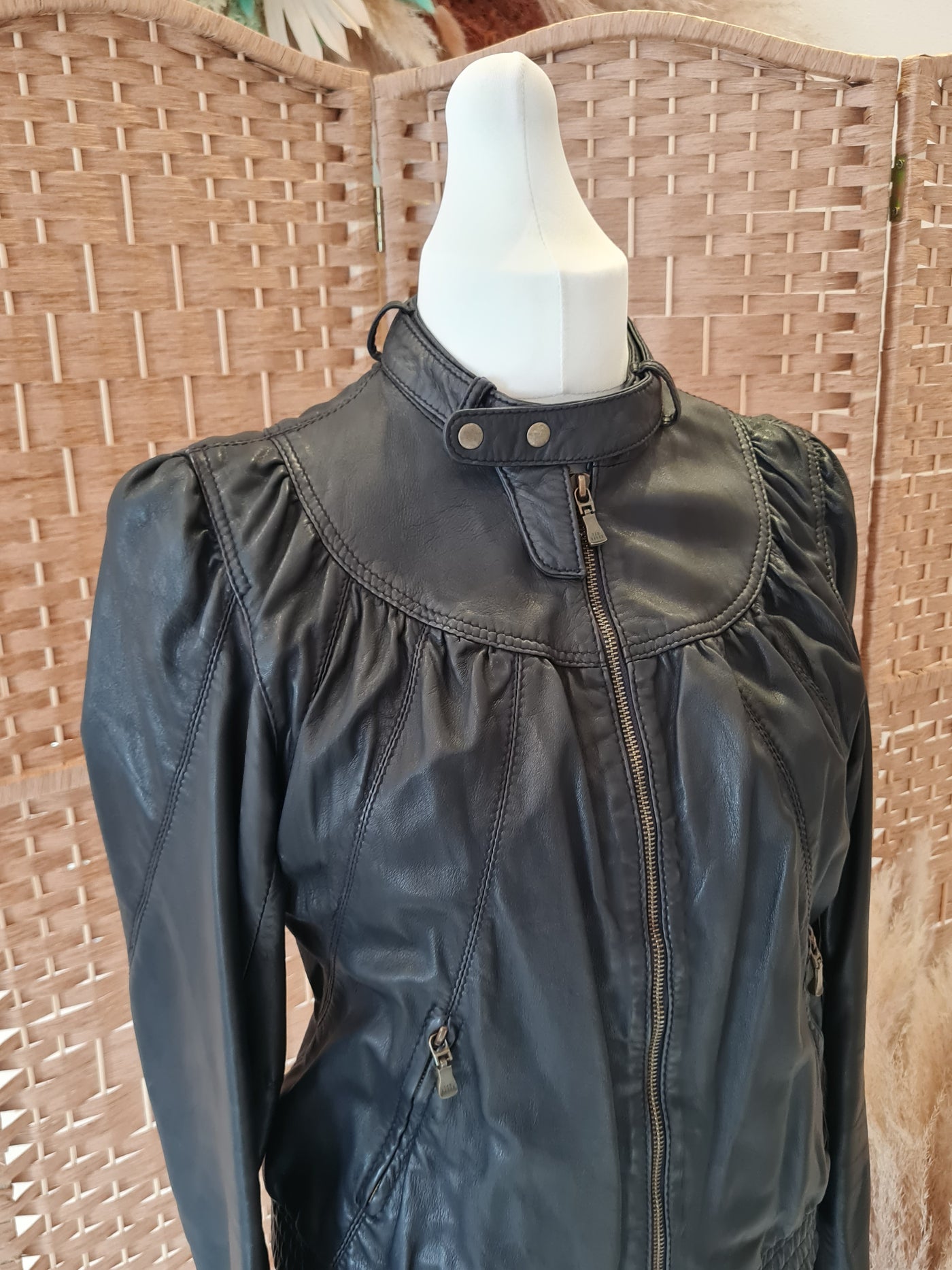 Ted Baker black leather bomber jacket 12/14