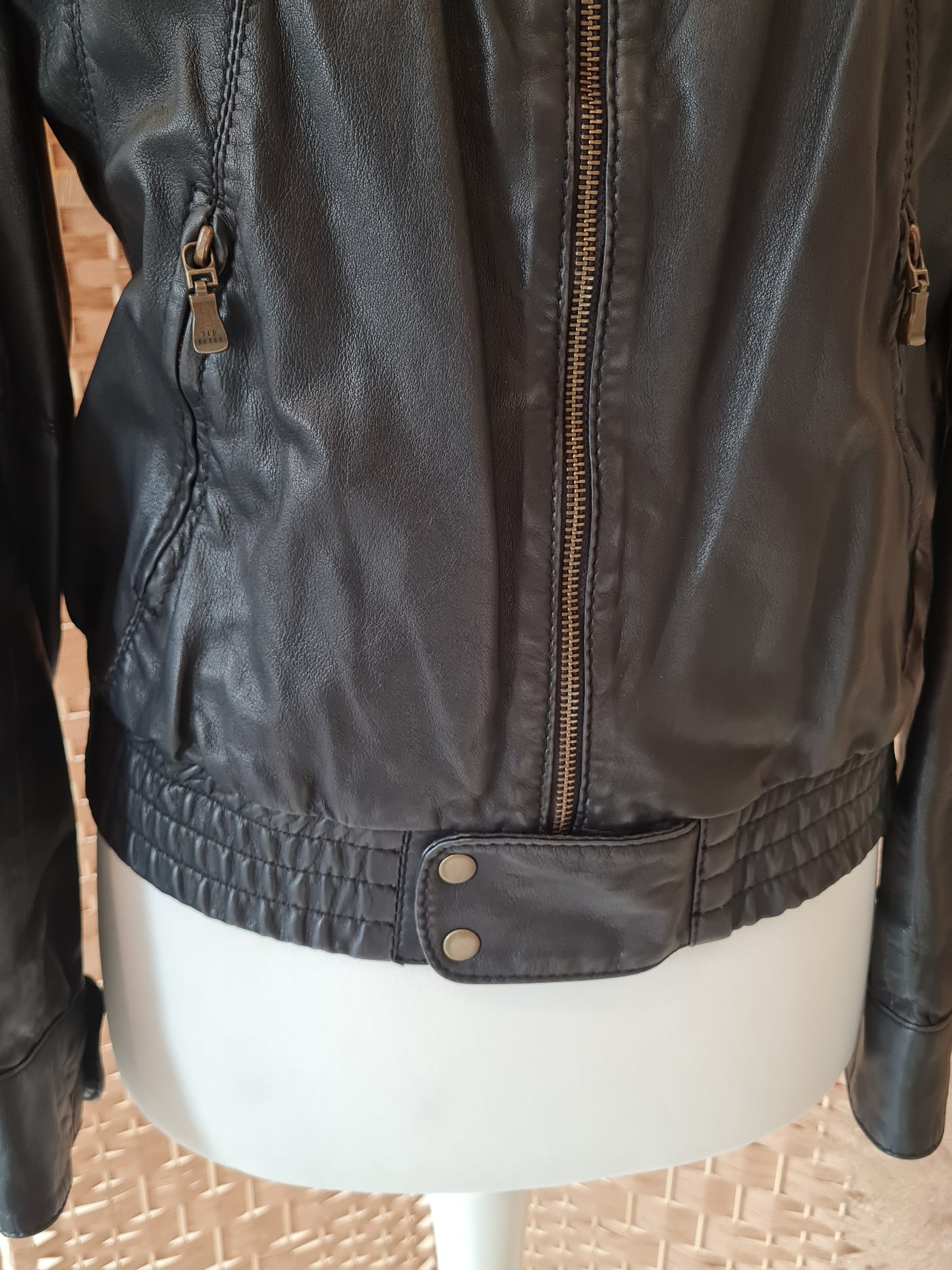 Ted Baker black leather bomber jacket 12/14