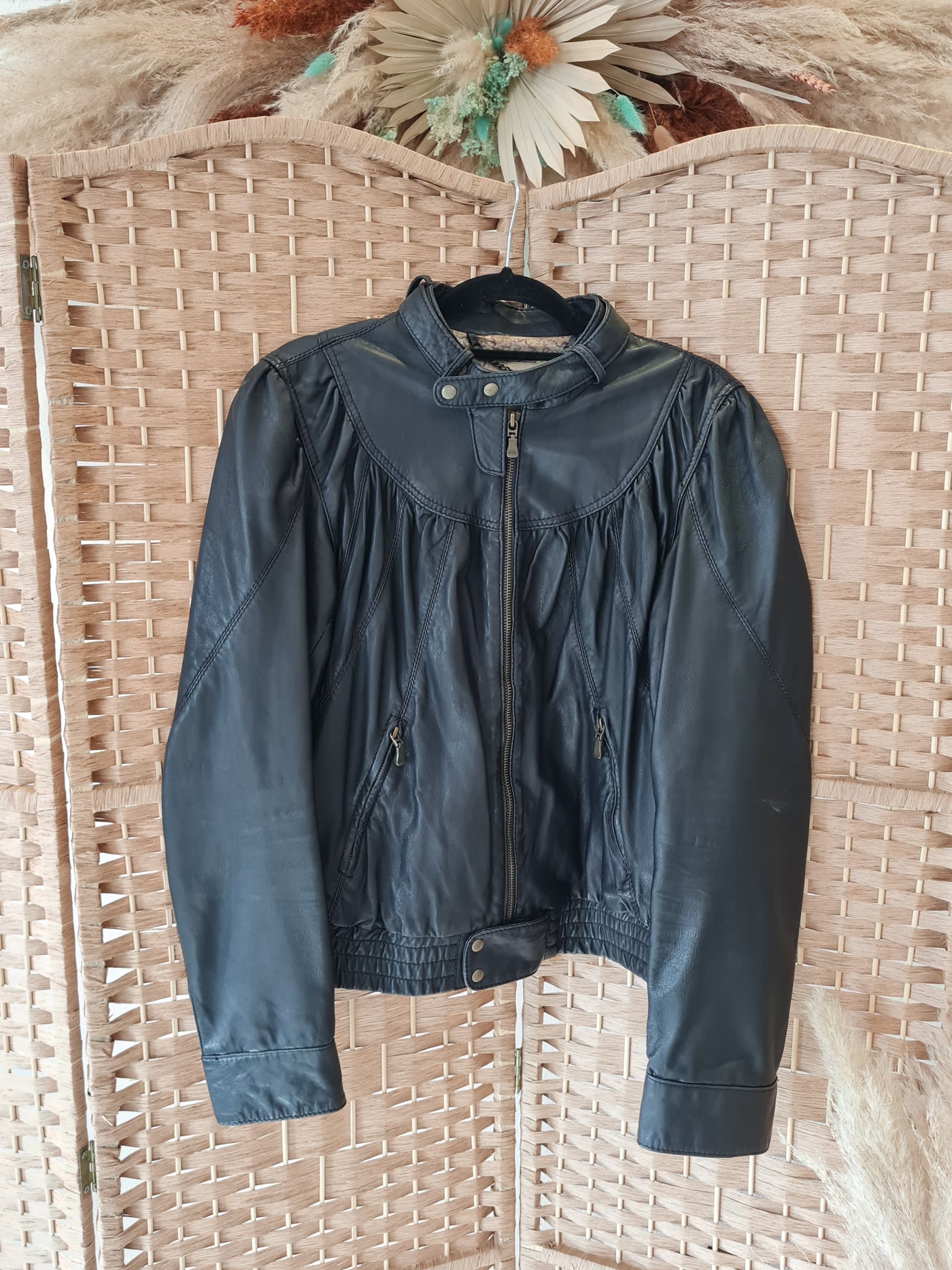 Ted Baker black leather bomber jacket 12/14