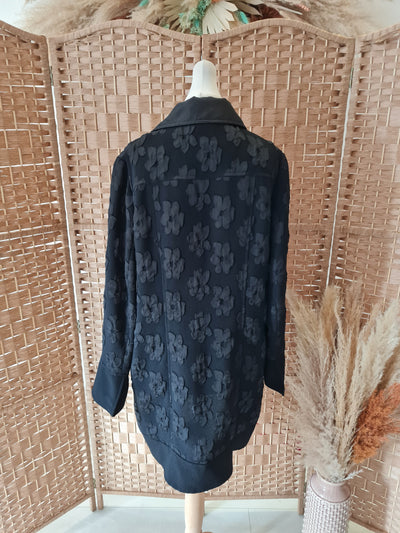 Gold By Michael H Black Floral Embossed Coat Size 14
