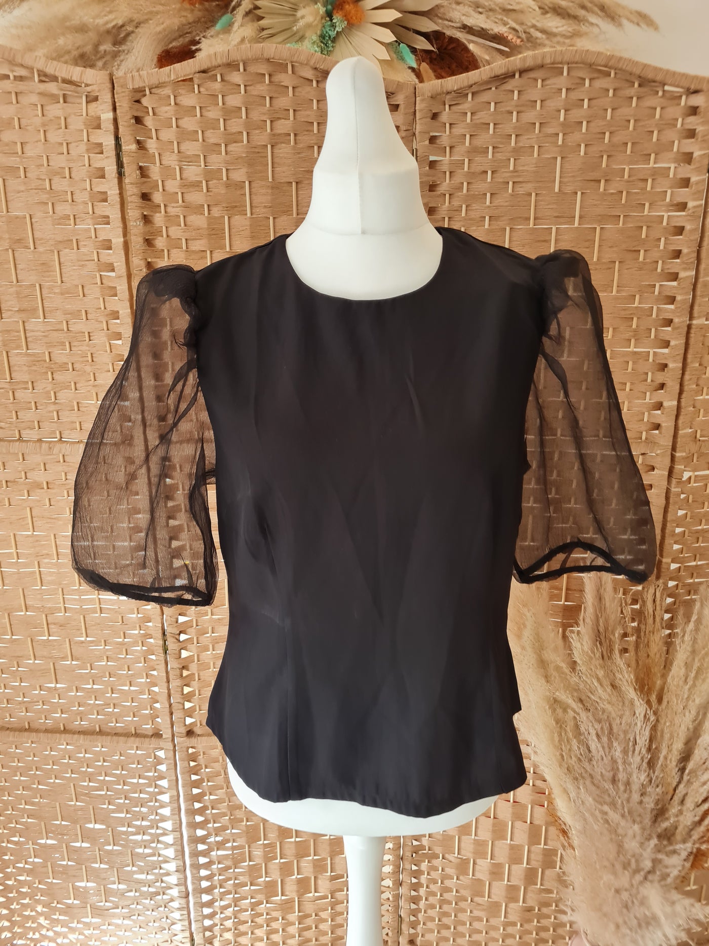 Coast Black Organza Sleeve Size 16 (New)