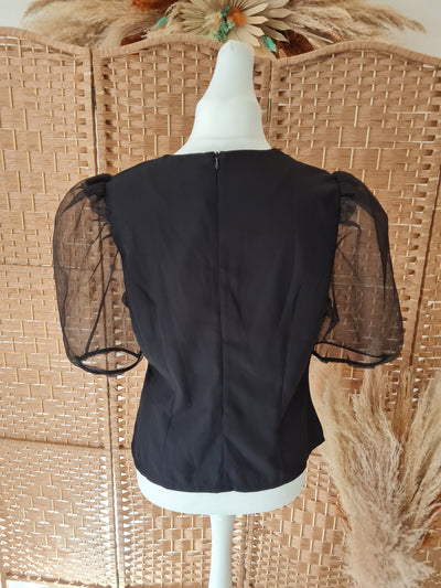 Coast Black Organza Sleeve Size 16 (New)