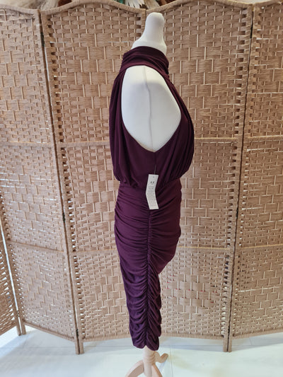 AX Paris Plum Ruched dress Size 12 New