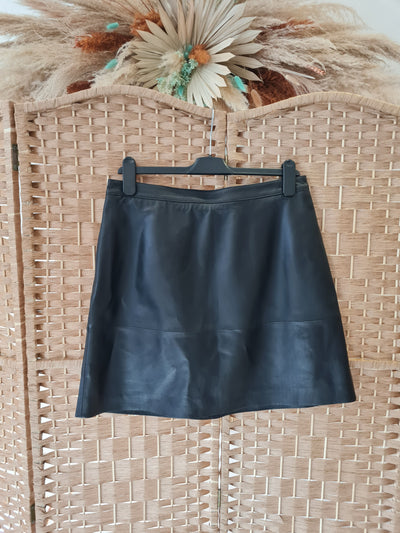 Jaeger Black leather skirt 12 New