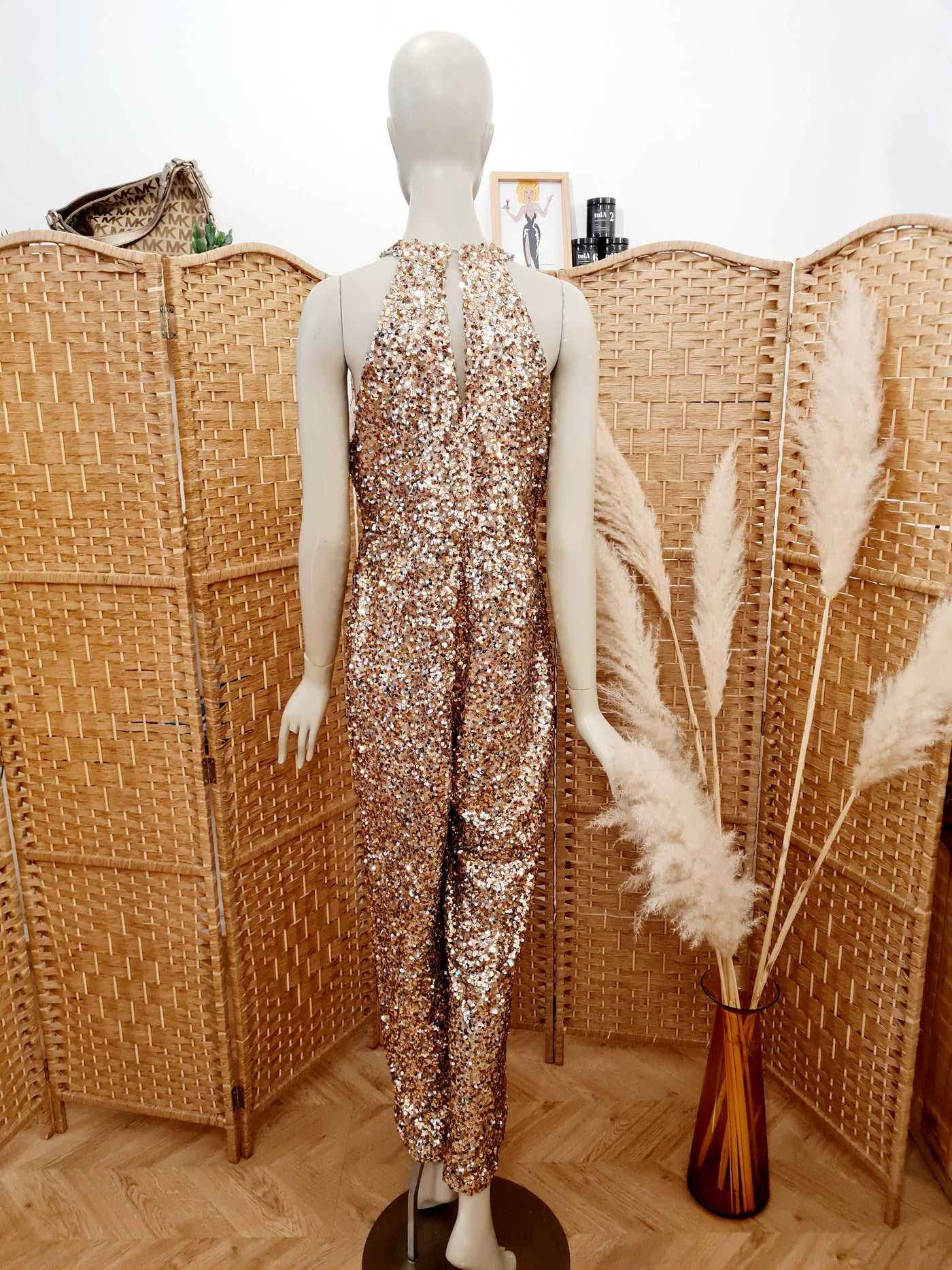 River island Gold sequin jumpsuit 14 New RRP £85
