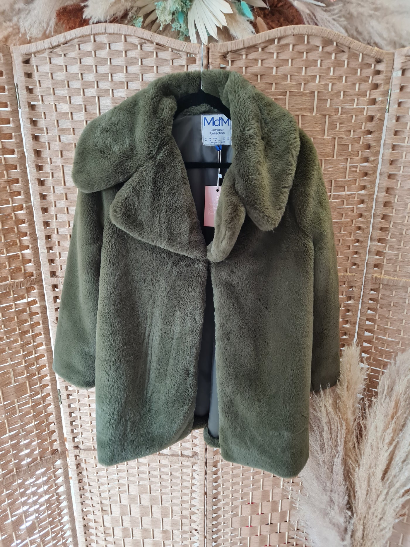 Md'M khaki fur coat M