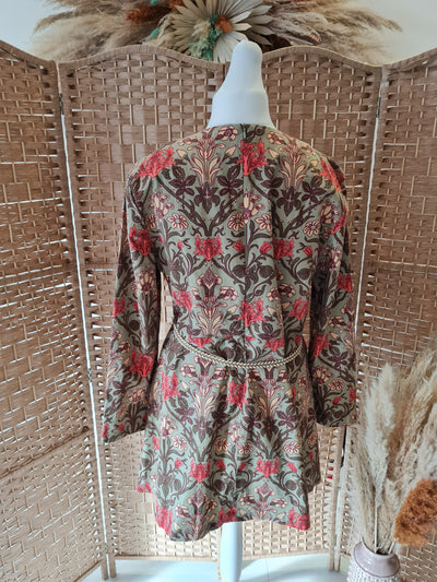 Zara Sage floral dress XXL New RRP 29.99