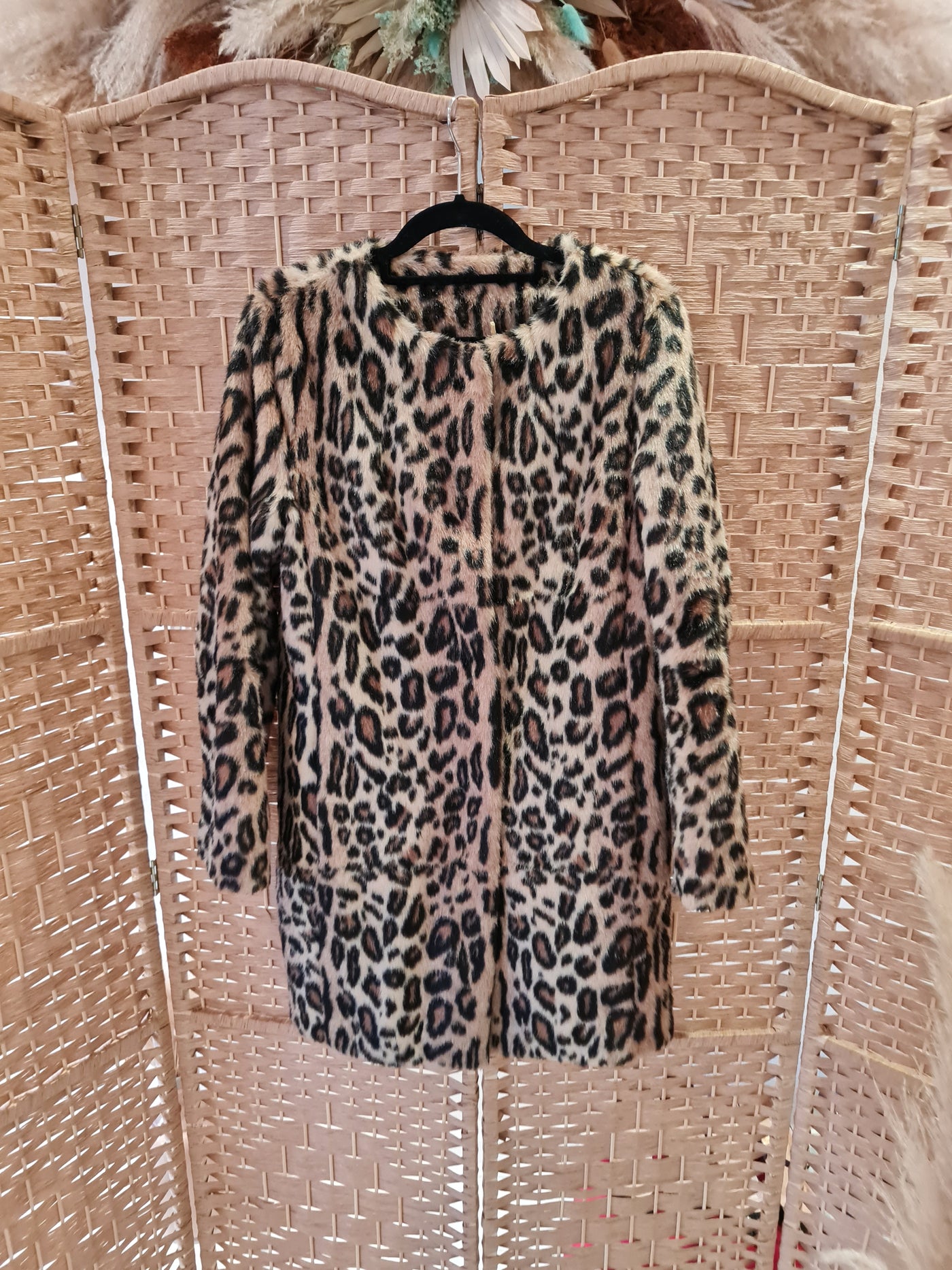 TopShop Animal print fur coat 10