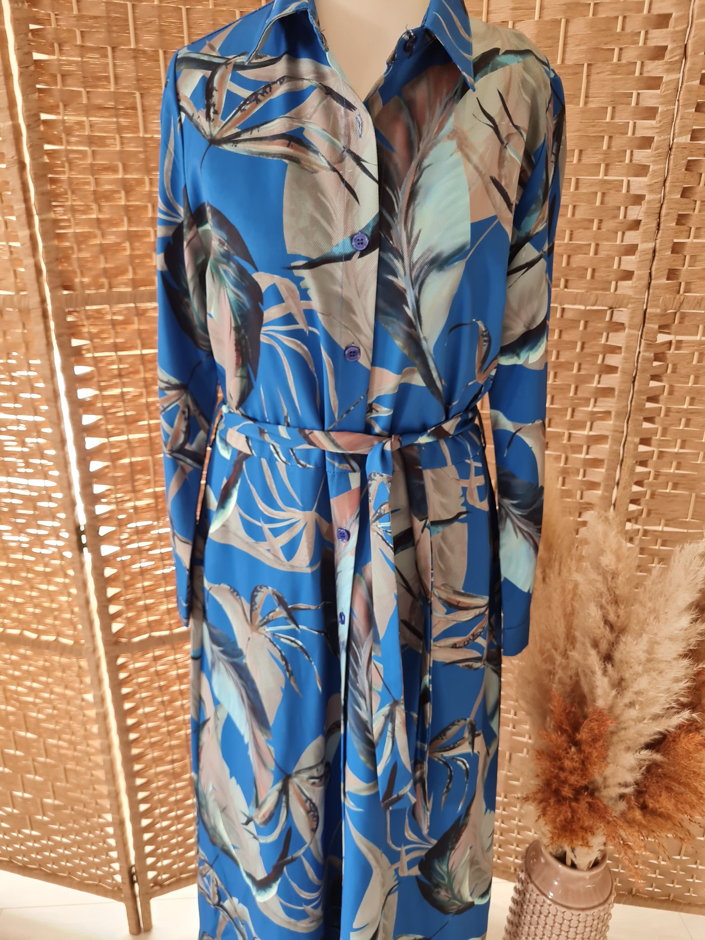 Kate & Pippa blue floral shirt dress S New