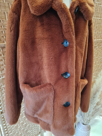 M&S Tan fur Jacket 22 New £59