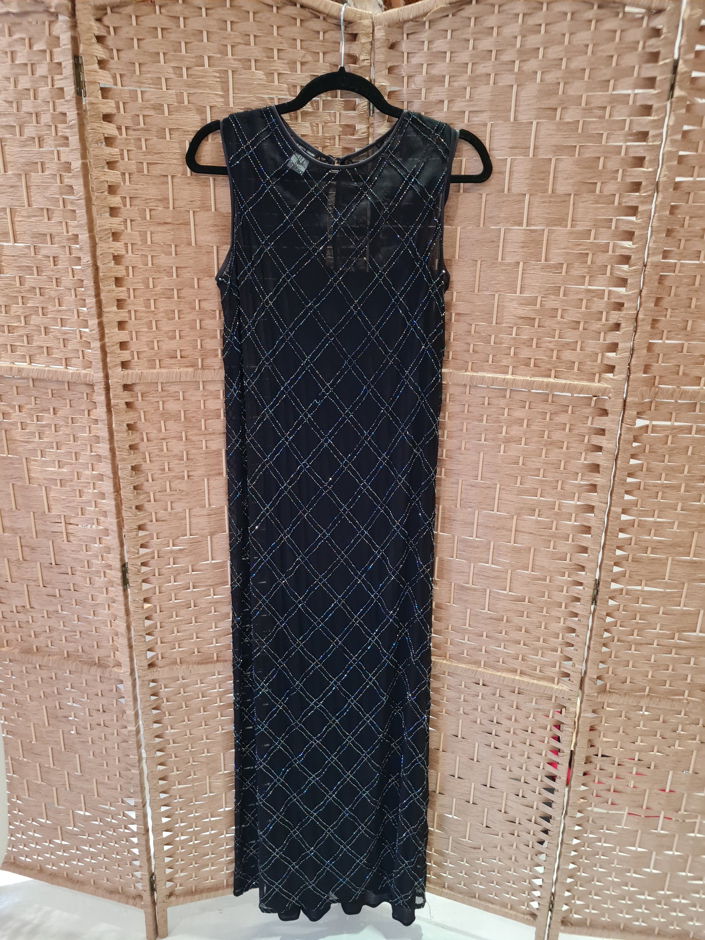 Elspeth Gibson Black Beaded Evening Dress 10/12