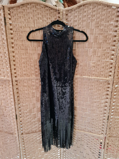 Zara Black Sequin Fringe Dress L – The Wardrobe