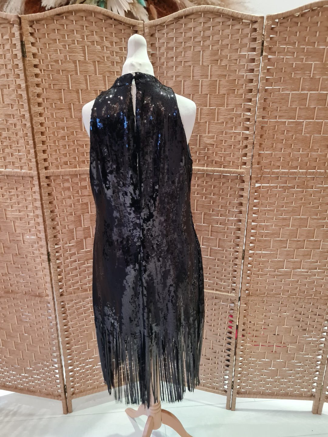 Zara Black Sequin Fringe Dress L The Wardrobe Zara Black Sequin Fringe Dress L The Wardrobe