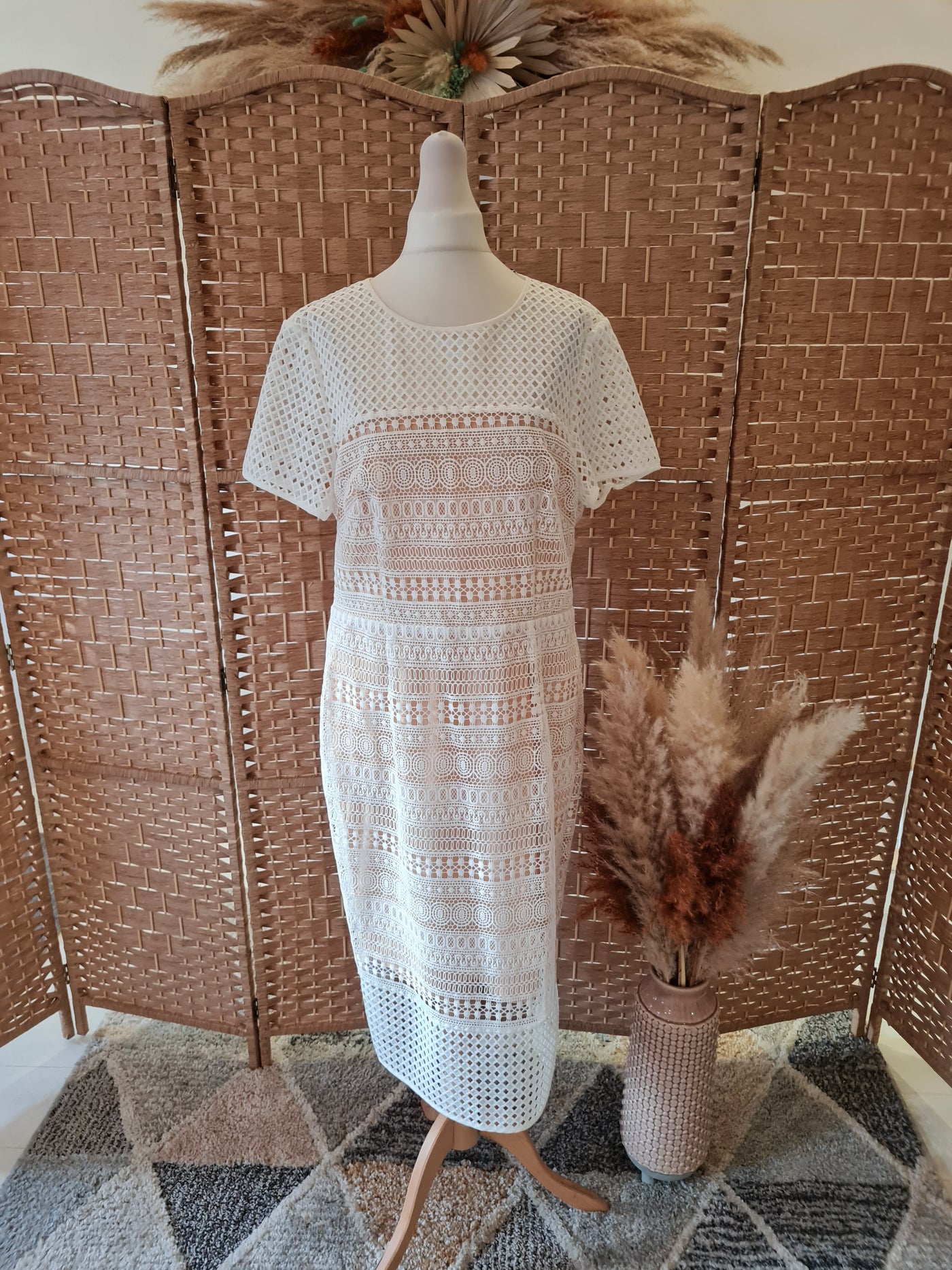M&S white/nude lace dress 14