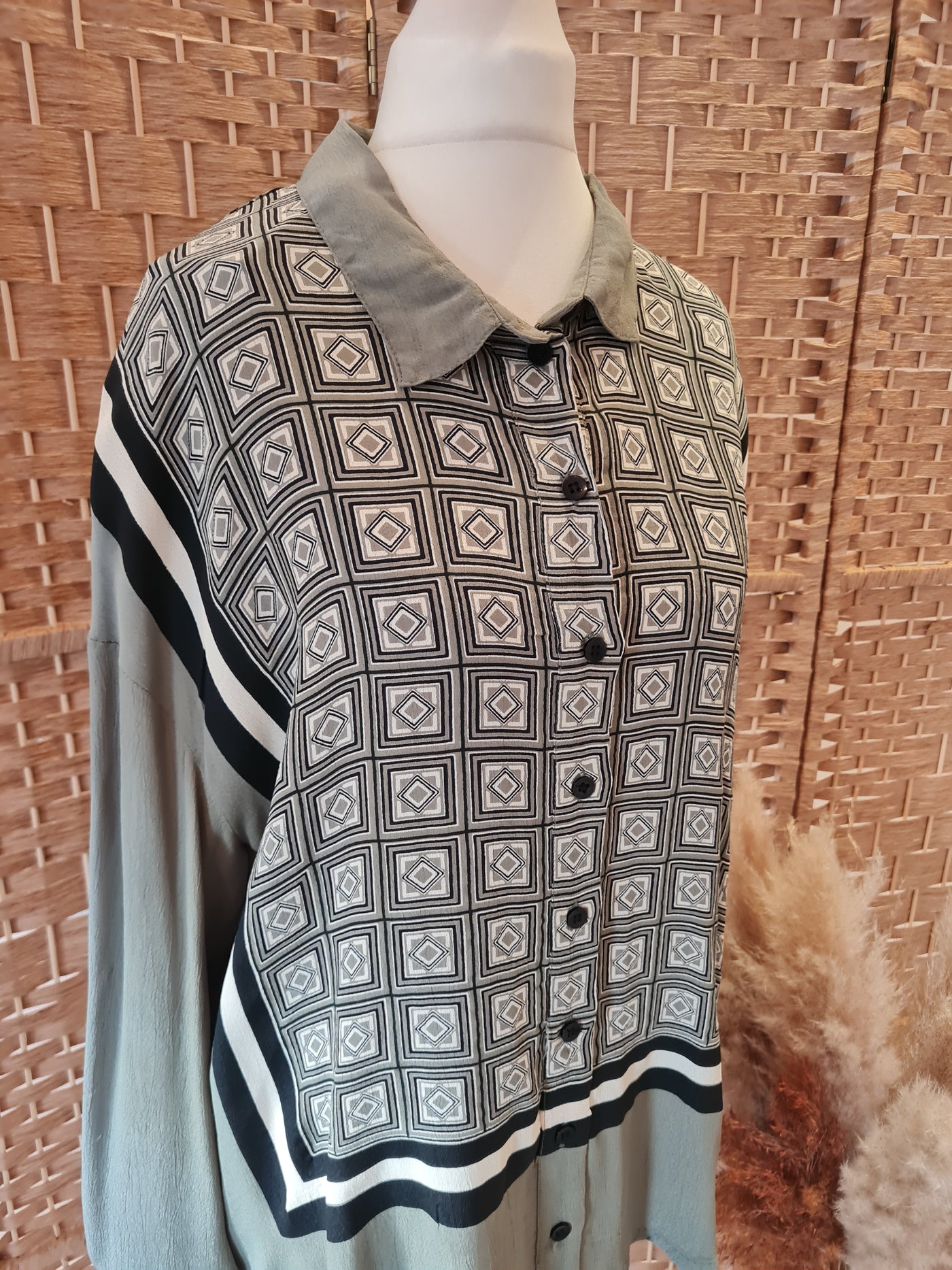 Masai Khaki print blouse XS RRP £95