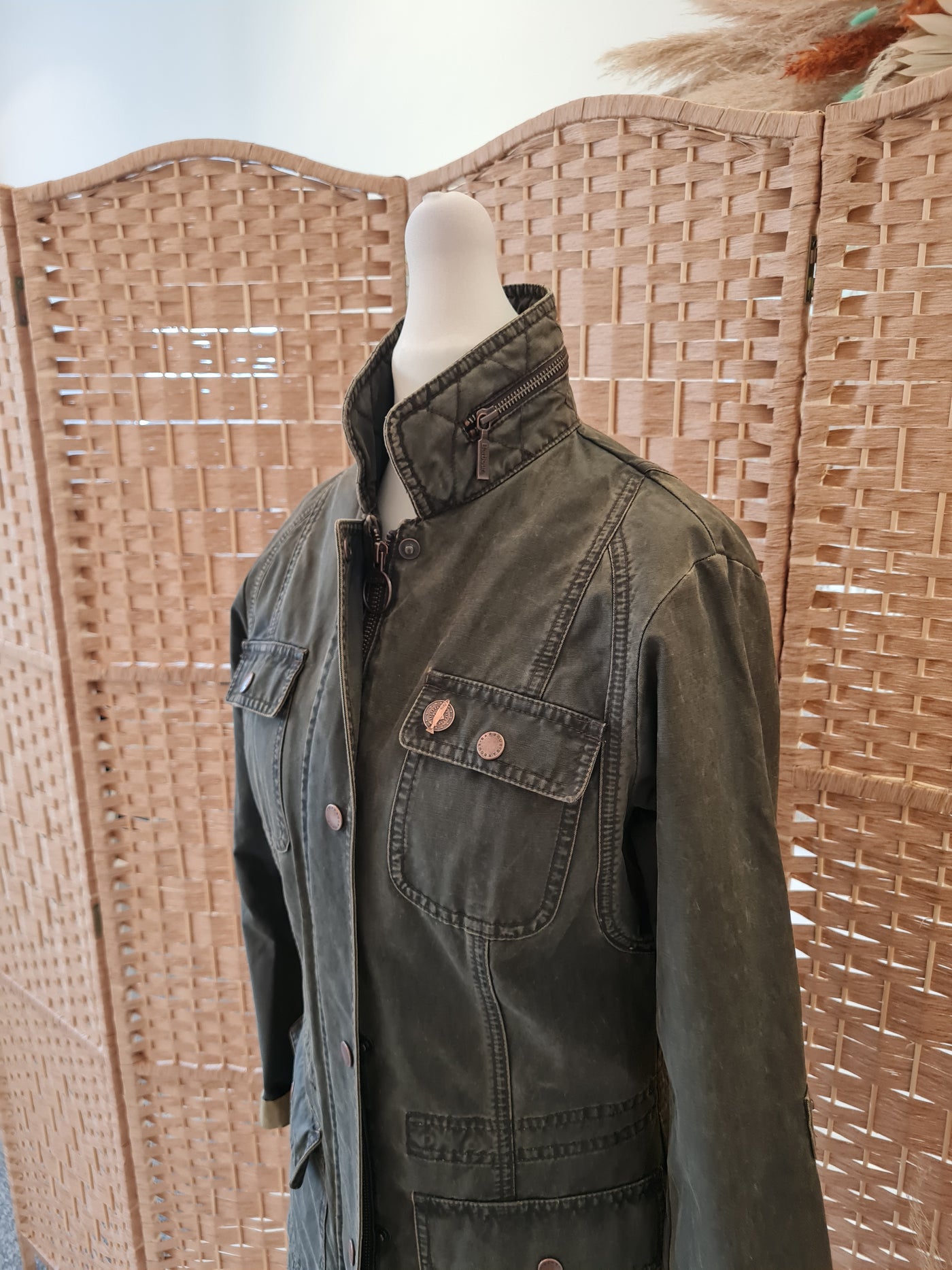 Barbour green waxed cotton Jacket 8
