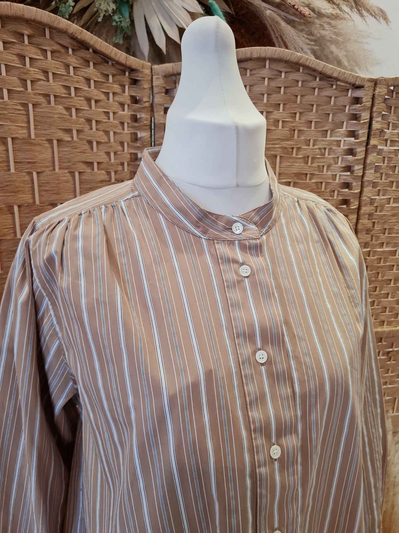 Arket Organic Camel Stripe Shirt Dress New 44