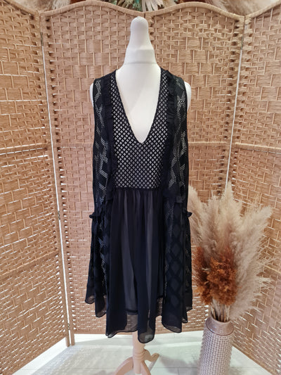 Sandro Black Lace Tunic Dress M