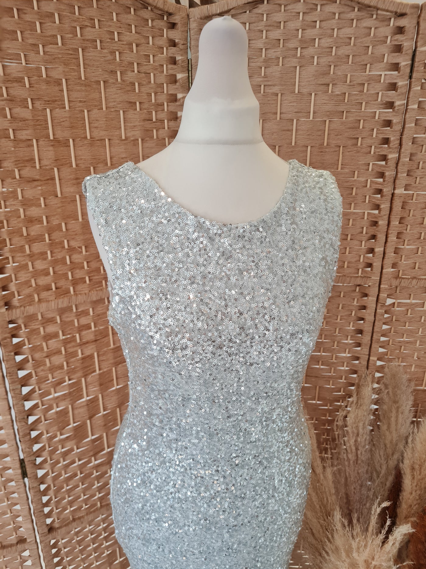 Silver Sequin Maxi Dress Size Small