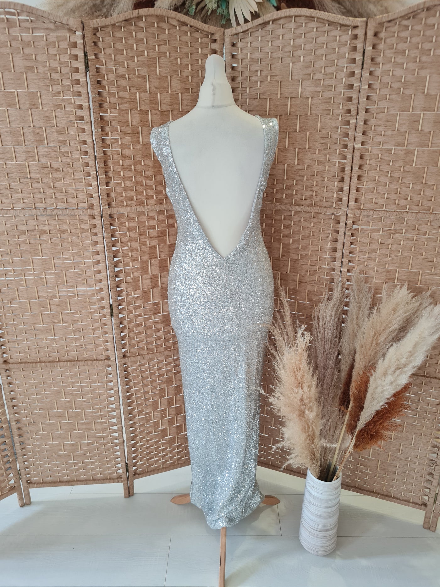 Silver Sequin Maxi Dress Size Small