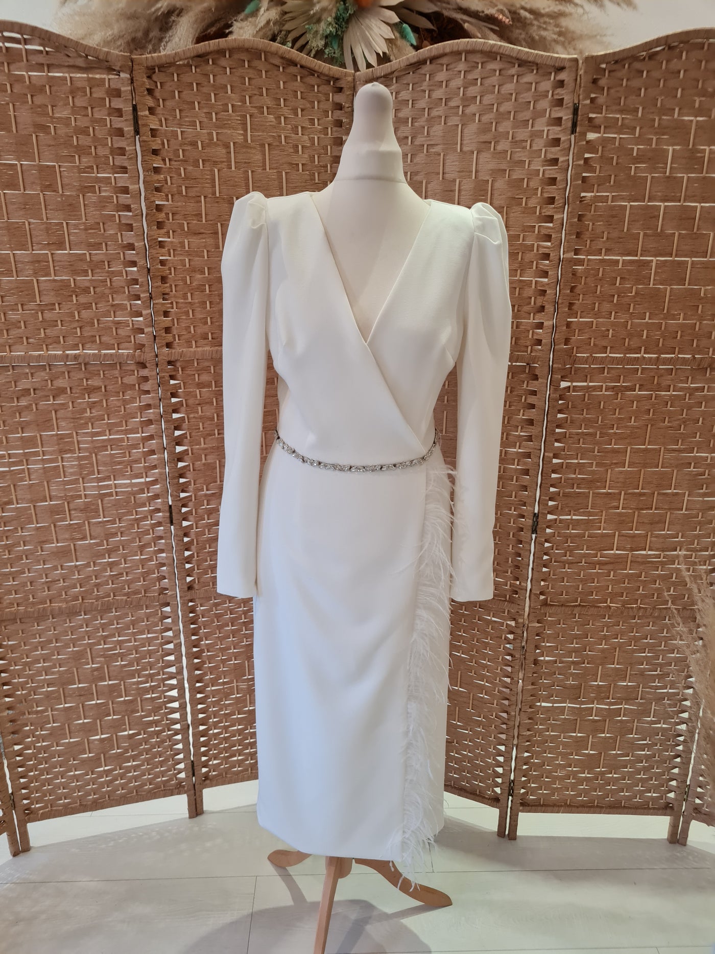 The 8th Sign White Feather trim Dress 10