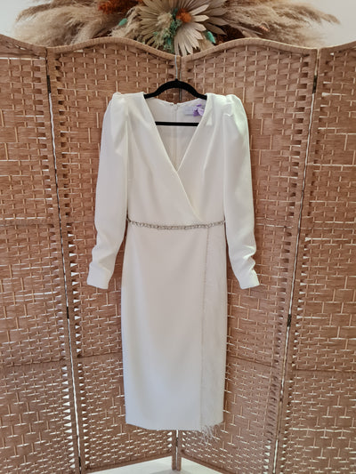 The 8th Sign White Feather trim Dress 10